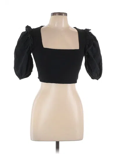 Pre-owned Zara Short Sleeve Top Black Sweetheart Neckline Tops