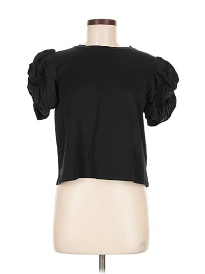 Pre-owned Zara Short Sleeve Top Black Sweetheart Neckline Tops