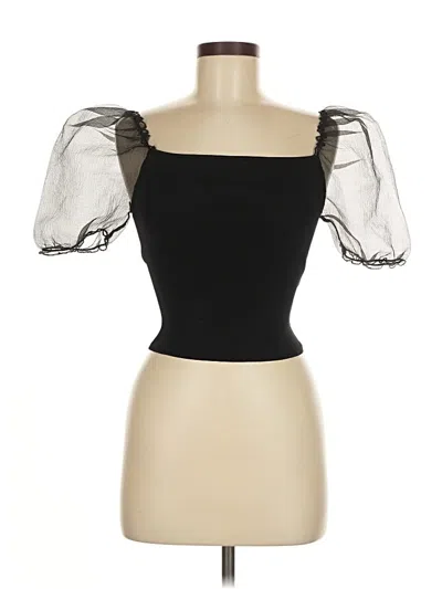 Pre-owned Zara Short Sleeve Top Black Sweetheart Neckline Tops