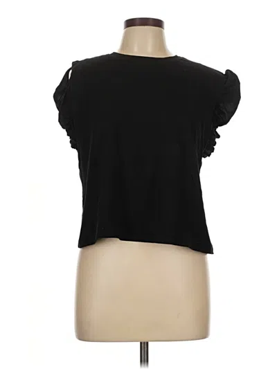 Pre-owned Zara Short Sleeve Top Black Sweetheart Neckline Tops