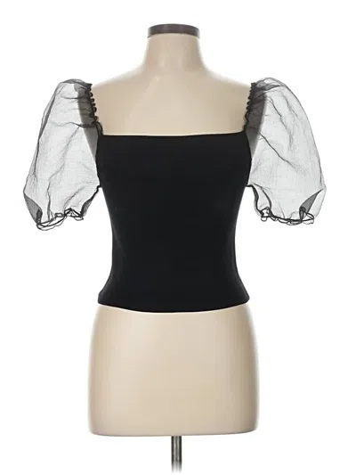 Pre-owned Zara Short Sleeve Top Black Sweetheart Neckline Tops