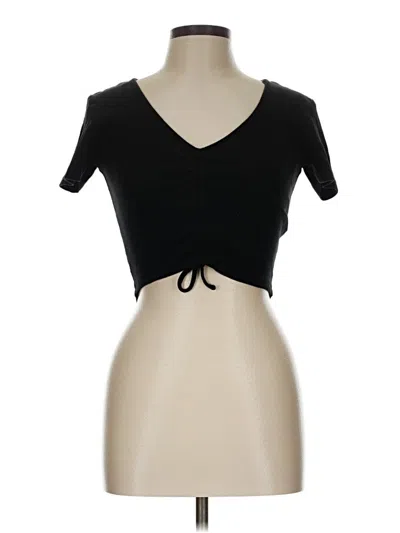 Pre-owned Zara Short Sleeve Top Black Sweetheart Neckline Tops