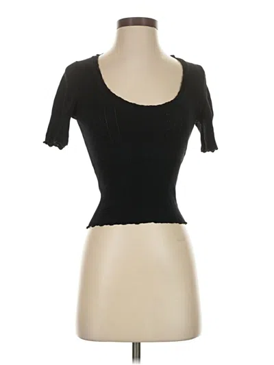 Pre-owned Zara Short Sleeve Top Black Sweetheart Neckline Tops