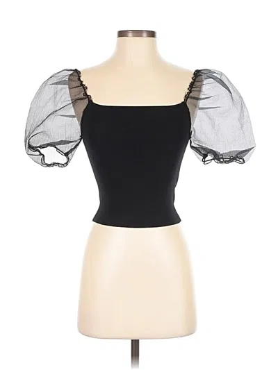 Pre-owned Zara Short Sleeve Top Black Sweetheart Neckline Tops