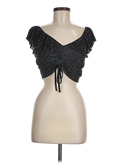 Pre-owned Zara Short Sleeve Top Black Sweetheart Neckline Tops