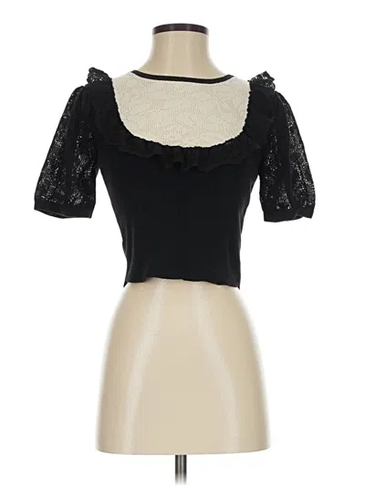 Pre-owned Zara Short Sleeve Top Black Sweetheart Neckline Tops