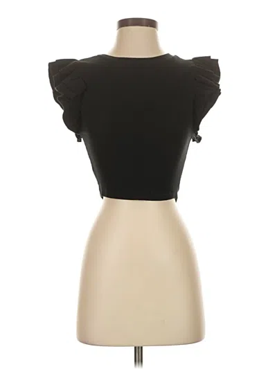 Pre-owned Zara Short Sleeve Top Black Sweetheart Neckline Tops