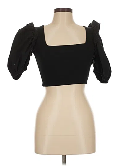 Pre-owned Zara Short Sleeve Top Black Sweetheart Neckline Tops