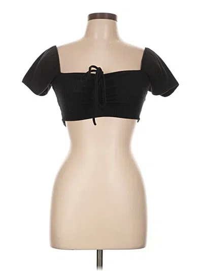 Pre-owned Zara Short Sleeve Top Black Sweetheart Neckline Tops