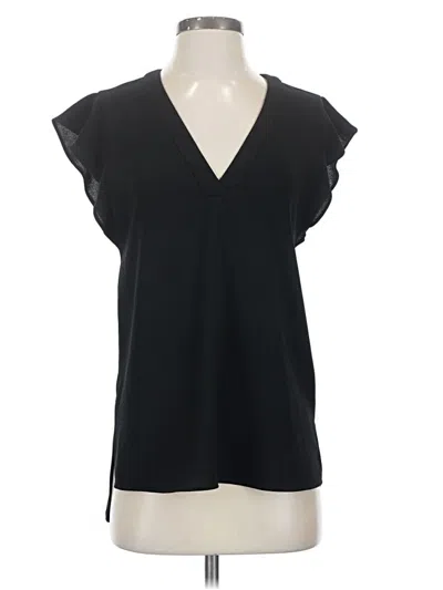 Pre-owned Zara Short Sleeve Top Black V Neck Tops