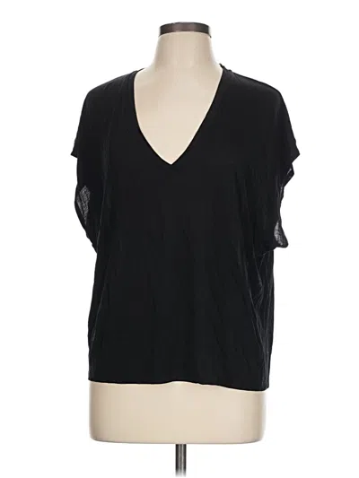 Pre-owned Zara Short Sleeve Top Black V-neck Tops