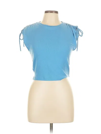 Pre-owned Zara Short Sleeve Top Blue Boatneck Tops