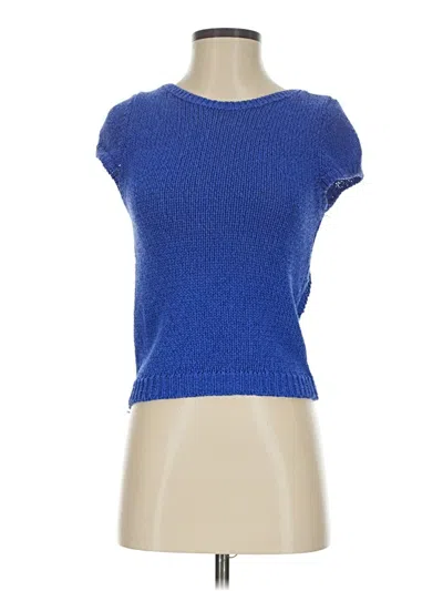 Pre-owned Zara Short Sleeve Top Blue Boatneck Tops