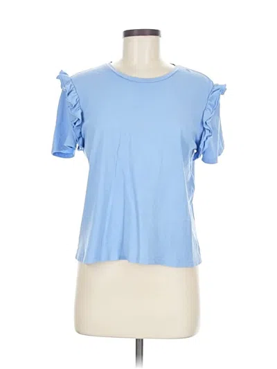 Pre-owned Zara Short Sleeve Top Blue Cold Shoulder Neckline Tops
