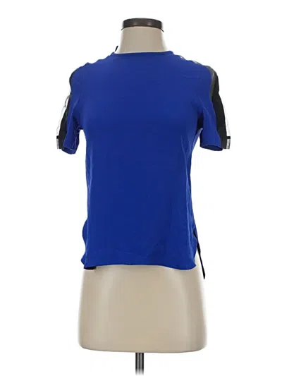 Pre-owned Zara Short Sleeve Top Blue Cold Shoulder Neckline Tops