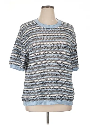 Pre-owned Zara Short Sleeve Top Blue Crew Neck Tops