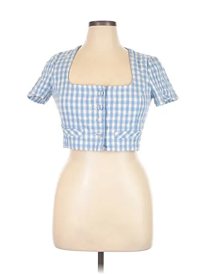 Pre-owned Zara Short Sleeve Top Blue Square Neckline Tops