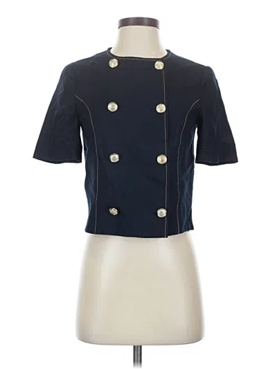 Zara Short Sleeve Top Blue Square Neckline Tops