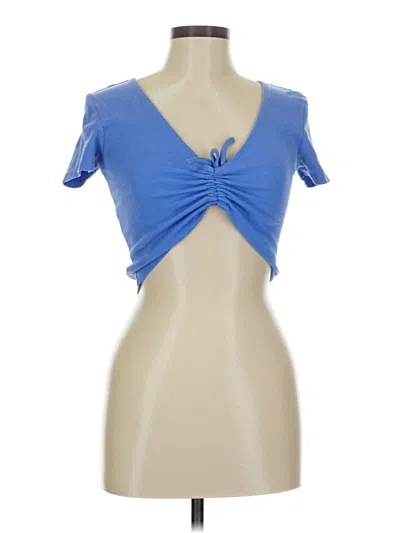 Pre-owned Zara Short Sleeve Top Blue Sweetheart Neckline Tops