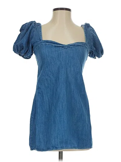 Pre-owned Zara Short Sleeve Top Blue Sweetheart Neckline Tops