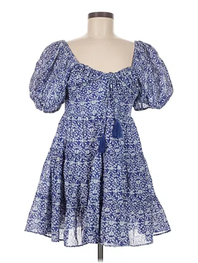 Pre-owned Zara Short Sleeve Top Blue Sweetheart Neckline Tops