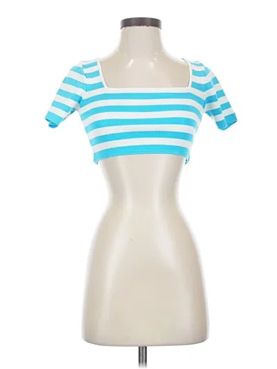 Pre-owned Zara Short Sleeve Top Blue Sweetheart Neckline Tops