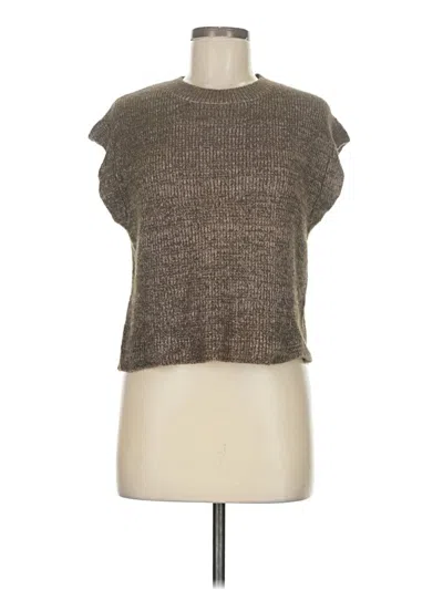 Pre-owned Zara Short Sleeve Top Brown Cowl Neck Tops