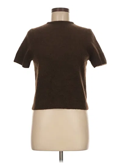 Pre-owned Zara Short Sleeve Top Brown Mock Neckline Tops