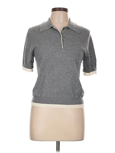 Pre-owned Zara Short Sleeve Top Gray Collared Neckline Tops