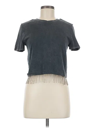 Pre-owned Zara Short Sleeve Top Gray Crew Neck Tops