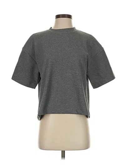 Pre-owned Zara Short Sleeve Top Gray Crew Neck Tops