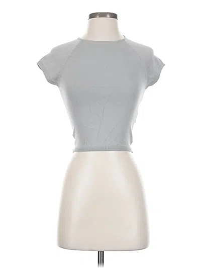 Pre-owned Zara Short Sleeve Top Gray High Neck Tops