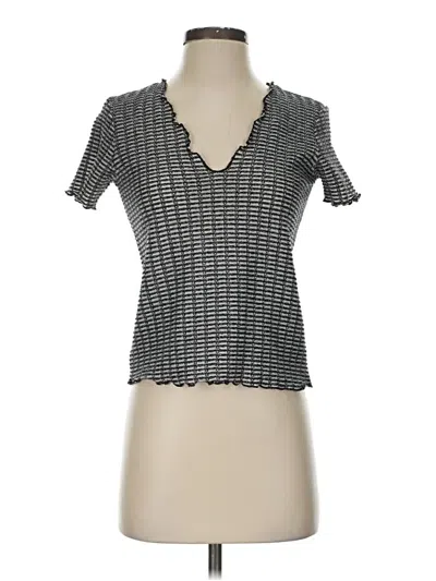 Pre-owned Zara Short Sleeve Top Gray Keyhole Neckline Tops