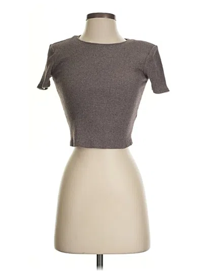 Pre-owned Zara Short Sleeve Top Gray Keyhole Neckline Tops