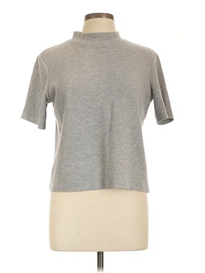 Pre-owned Zara Short Sleeve Top Gray Mock Neckline Tops