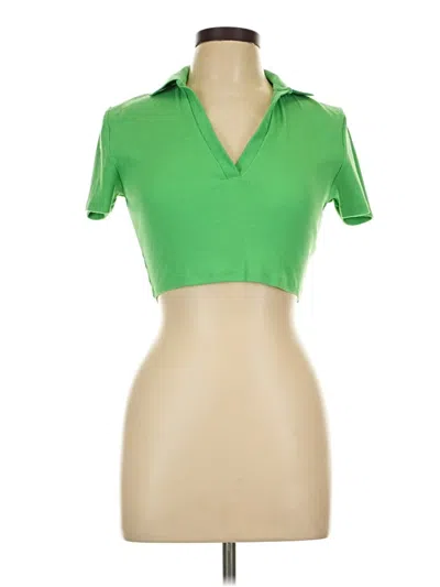 Pre-owned Zara Short Sleeve Top Green Cowl Neck Tops