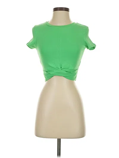 Pre-owned Zara Short Sleeve Top Green Keyhole Neckline Tops