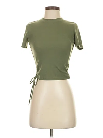 Pre-owned Zara Short Sleeve Top Green Mock Neckline Tops