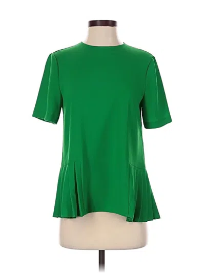 Pre-owned Zara Short Sleeve Top Green Mock Neckline Tops
