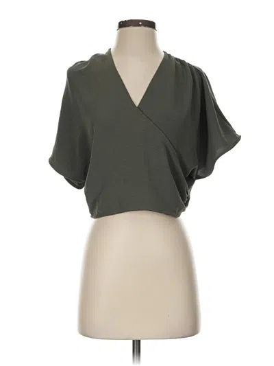 Pre-owned Zara Short Sleeve Top Green One Shoulder Neckline Tops