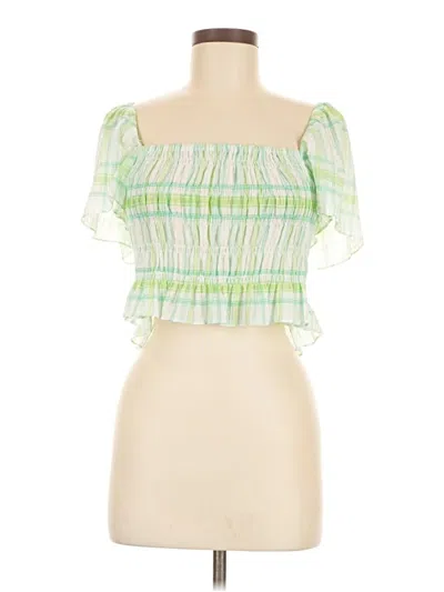 Pre-owned Zara Short Sleeve Top Green Strapless Neckline Tops