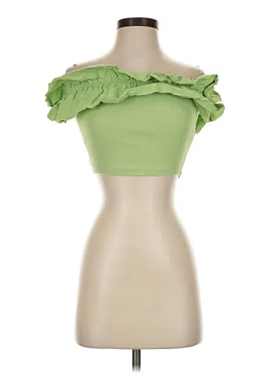 Pre-owned Zara Short Sleeve Top Green Strapless Neckline Tops