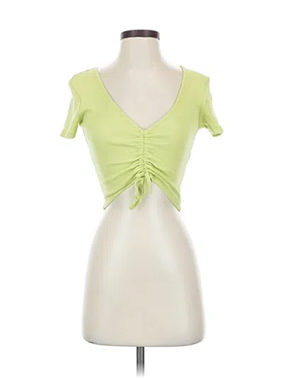 Pre-owned Zara Short Sleeve Top Green Sweetheart Neckline Tops