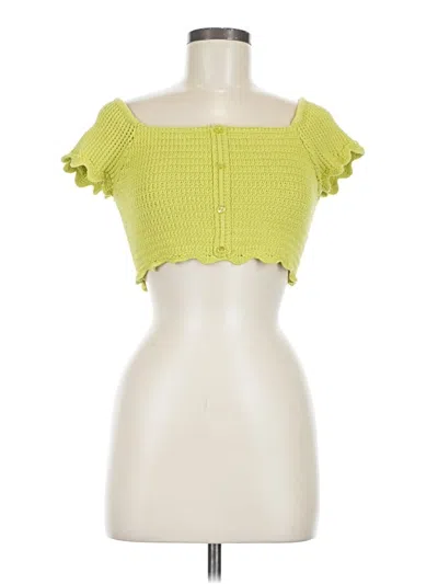 Pre-owned Zara Short Sleeve Top Green Sweetheart Neckline Tops