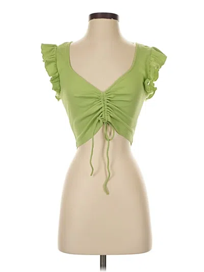 Pre-owned Zara Short Sleeve Top Green Sweetheart Neckline Tops