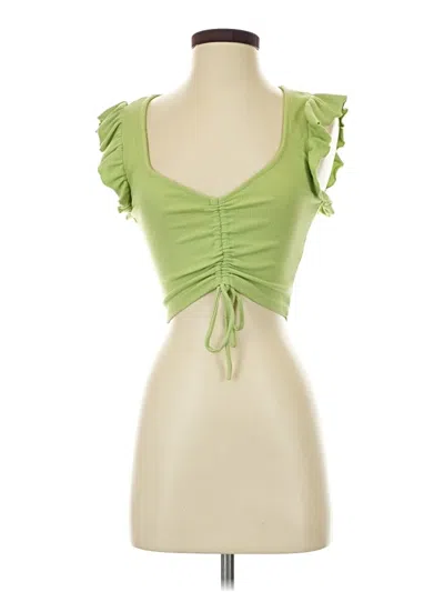 Pre-owned Zara Short Sleeve Top Green Sweetheart Neckline Tops
