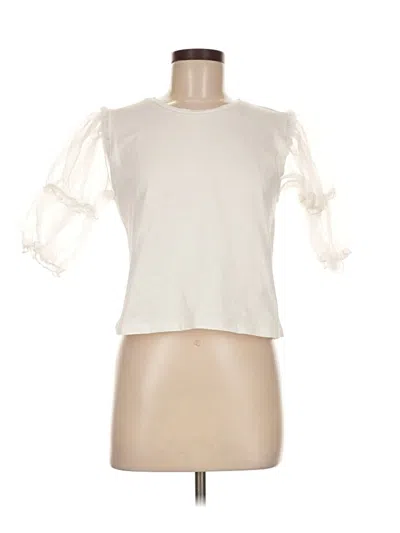 Pre-owned Zara Short Sleeve Top Ivory Cold Shoulder Neckline Tops