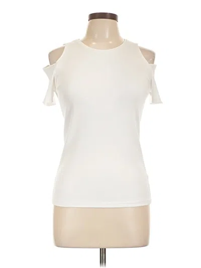 Pre-owned Zara Short Sleeve Top Ivory Cold Shoulder Neckline Tops