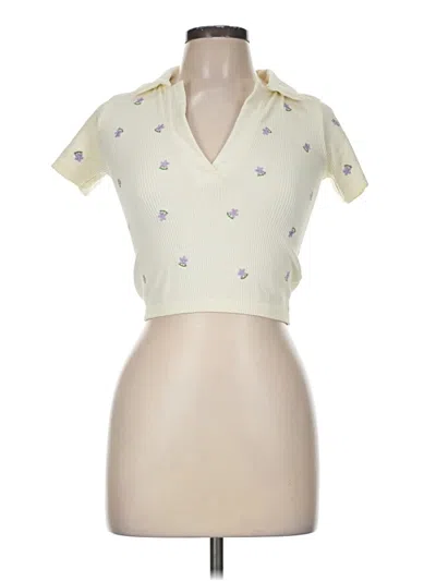 Pre-owned Zara Short Sleeve Top Ivory Collared Neckline Tops