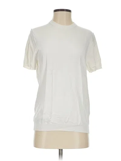Pre-owned Zara Short Sleeve Top Ivory Crew Neck Tops In White